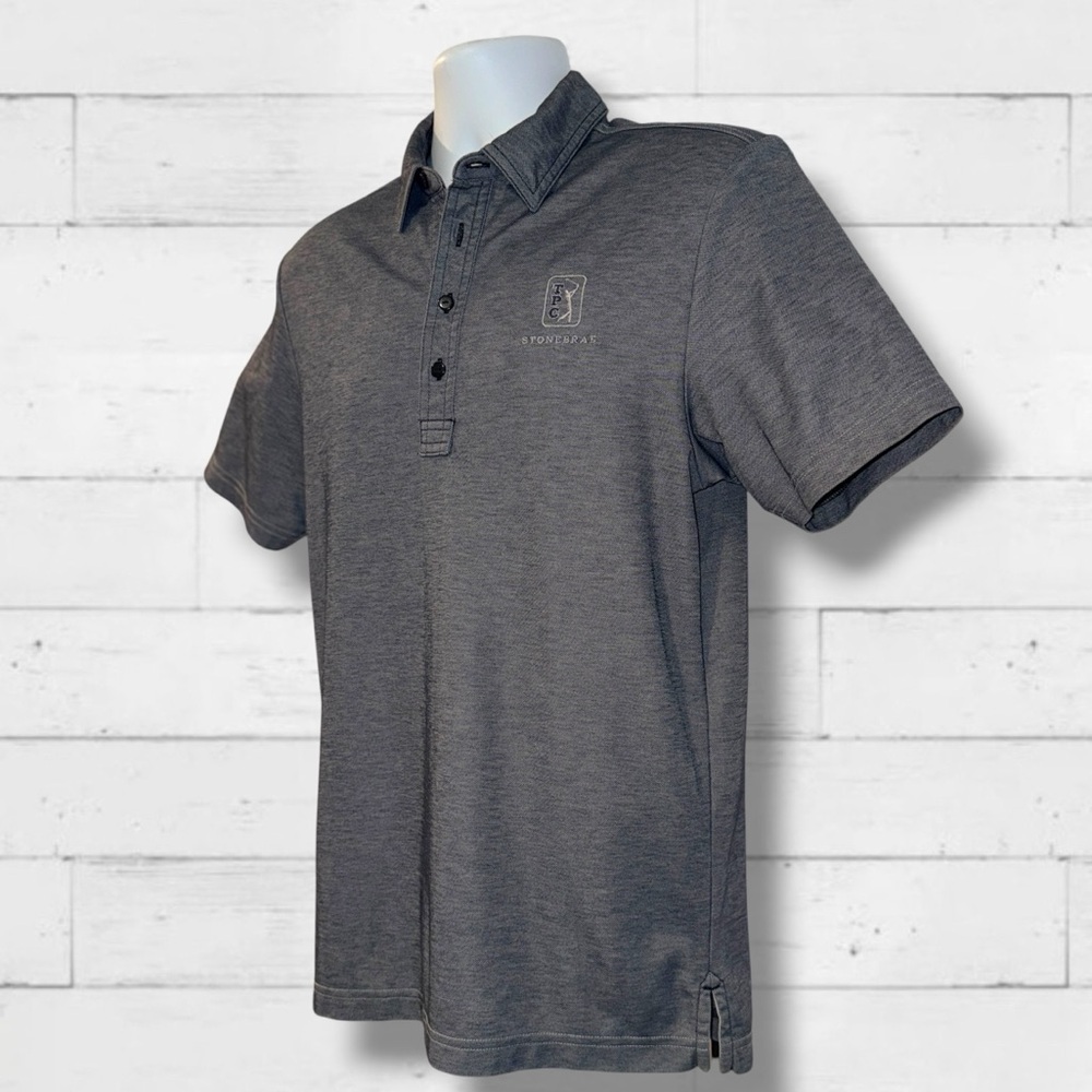 TravisMathew TPC Stonebrae Golf Polo Men’s Small Gray 4-Button Performance Shirt